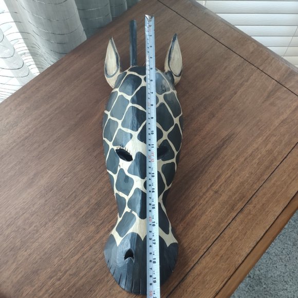 Wooden Hand Carved African Style Giraffe Large Vintage Mask 20" - Picture 5 of 7